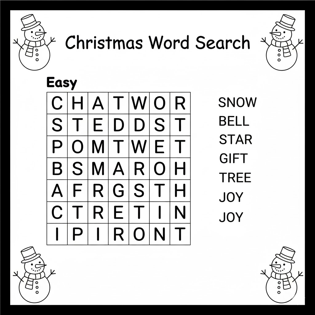 Easy Christmas Word Search Printable Preview