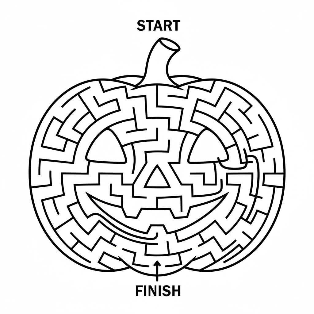 Easy Pumpkin Shaped Maze Preview