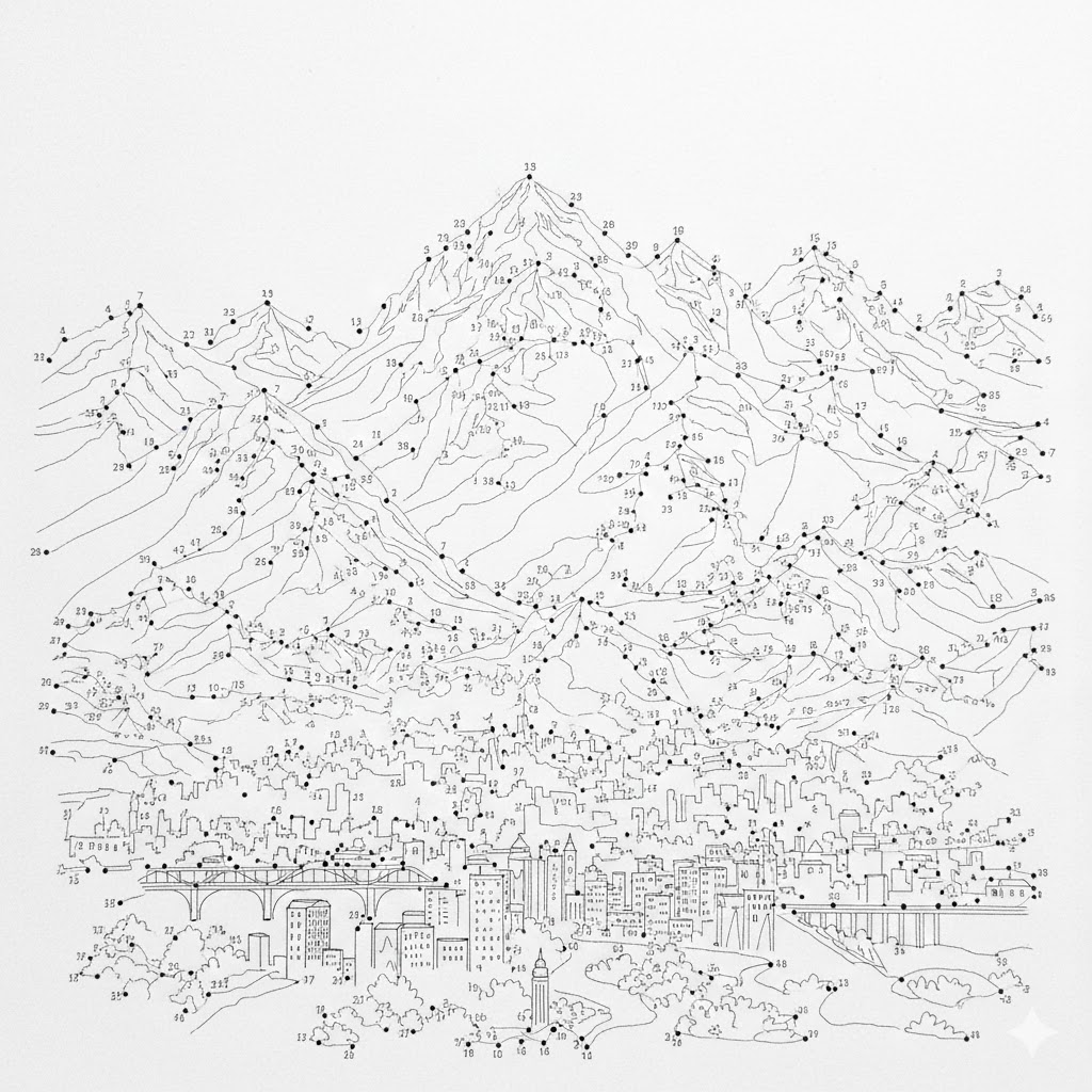 Difficult dot to dot for adults PDF preview: Landscape