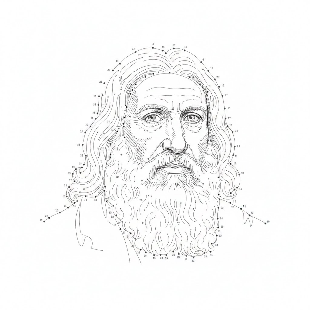 Portrait dot to dot puzzles download: Historical Figure